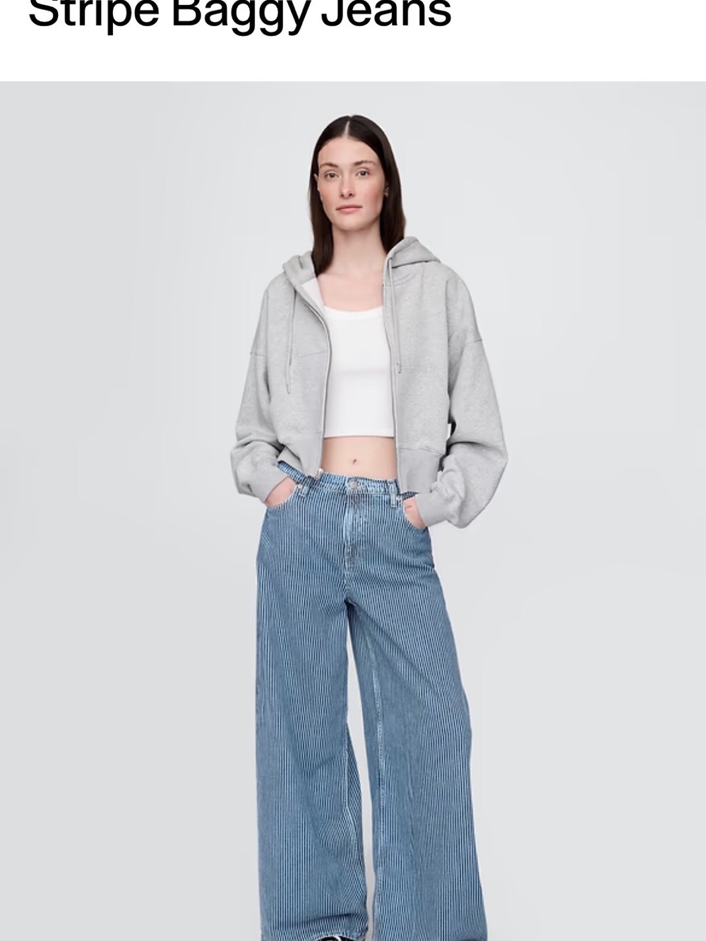 NWT! GAP - Mid Rise UltraSoft Denim Stripe Baggy Jeans